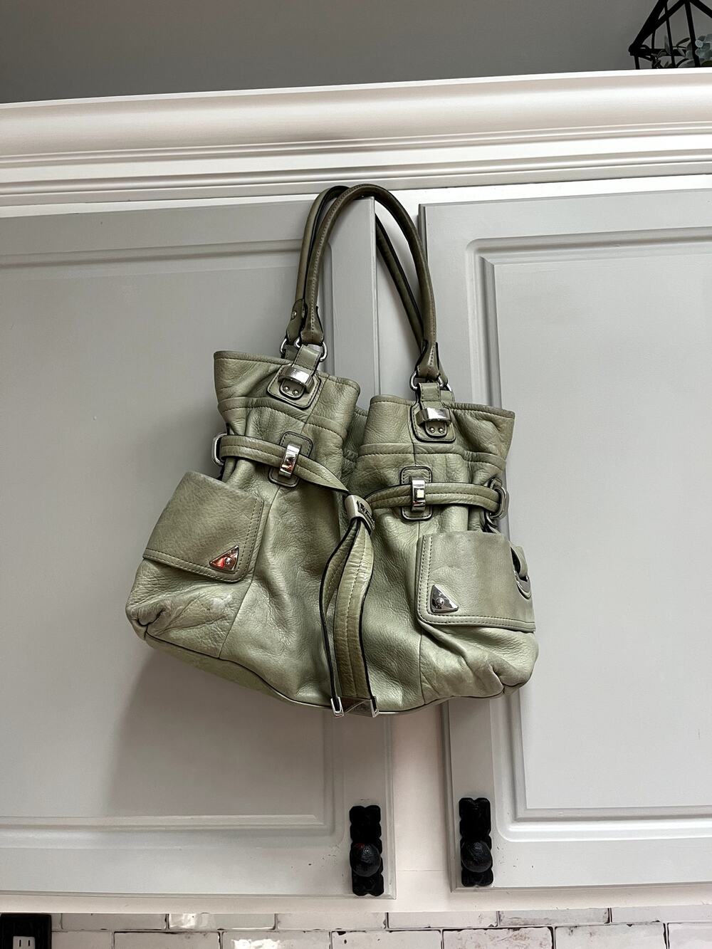 Olive Green Leather Shoulder B. Makowsky Bag